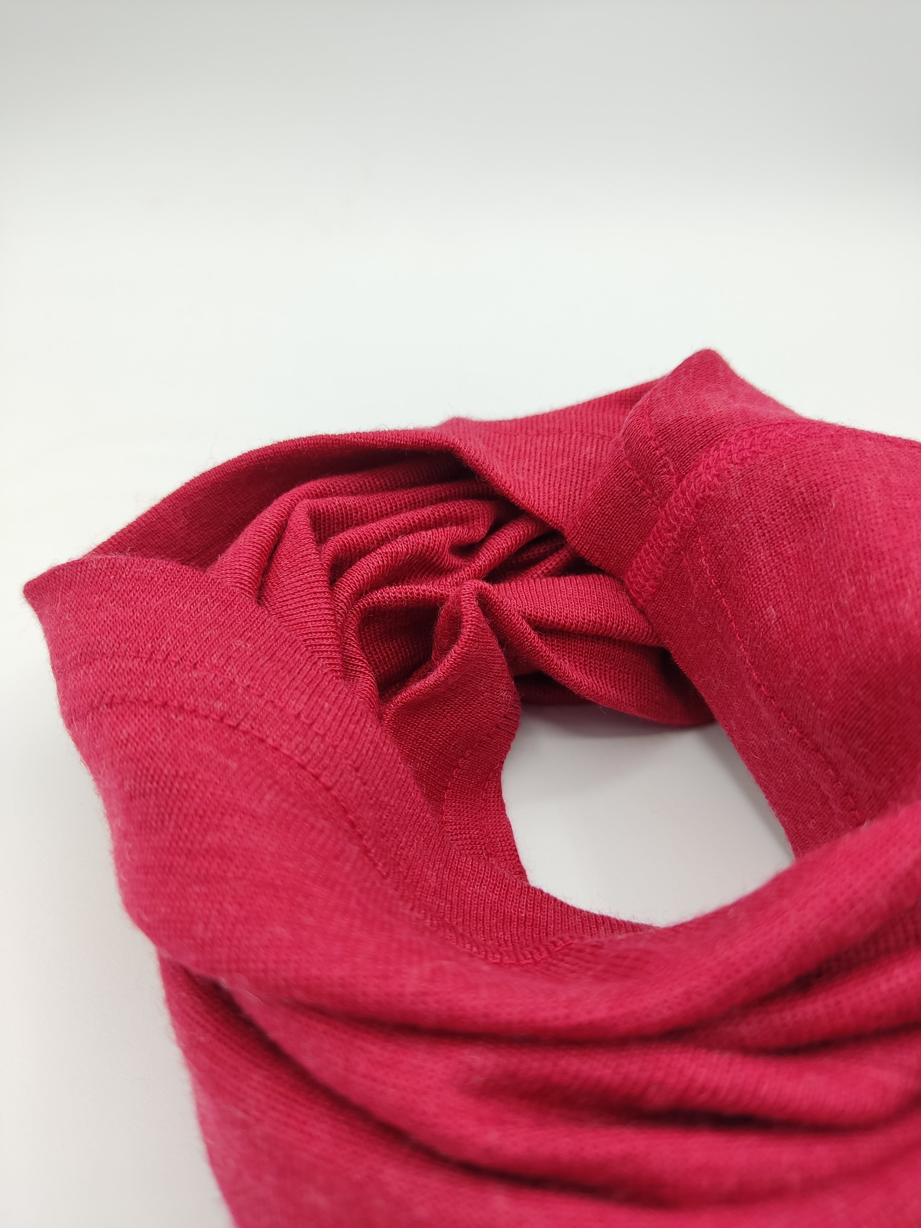 Scaldacollo in lana e seta per bambino e adulto // tinta unita Rosso Ciliegia